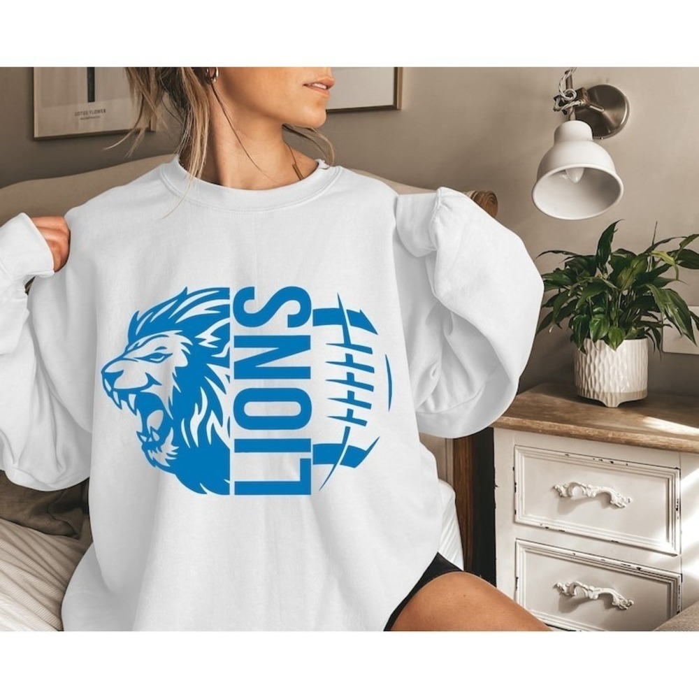 Vintage Detroit Football Sweatshirt Lions Football Crewneck Retro Style Lions
